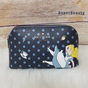 Kate Spade New York Alice In wonderland Polka Dot Blue Cosmetic Make Up Case